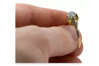 14k żółte złoto Cyrkonia Pierścionek Klasyczny Vintage vrc023y